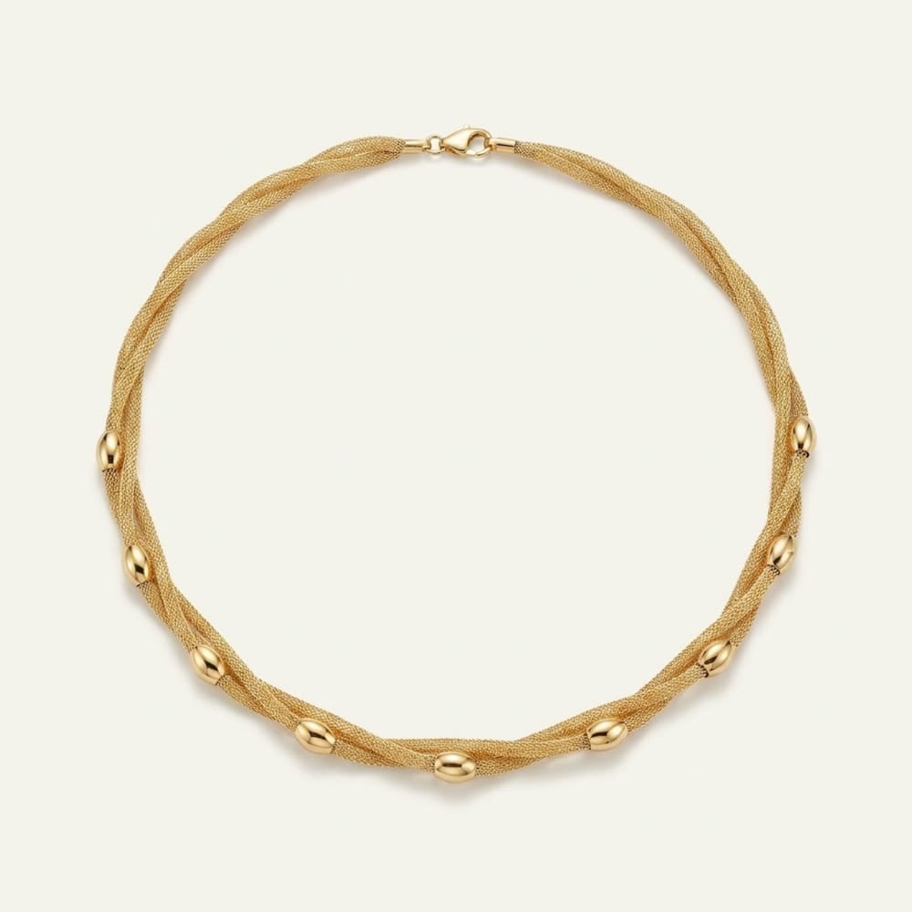 14 Ayar Altın Oval Detaylı Set