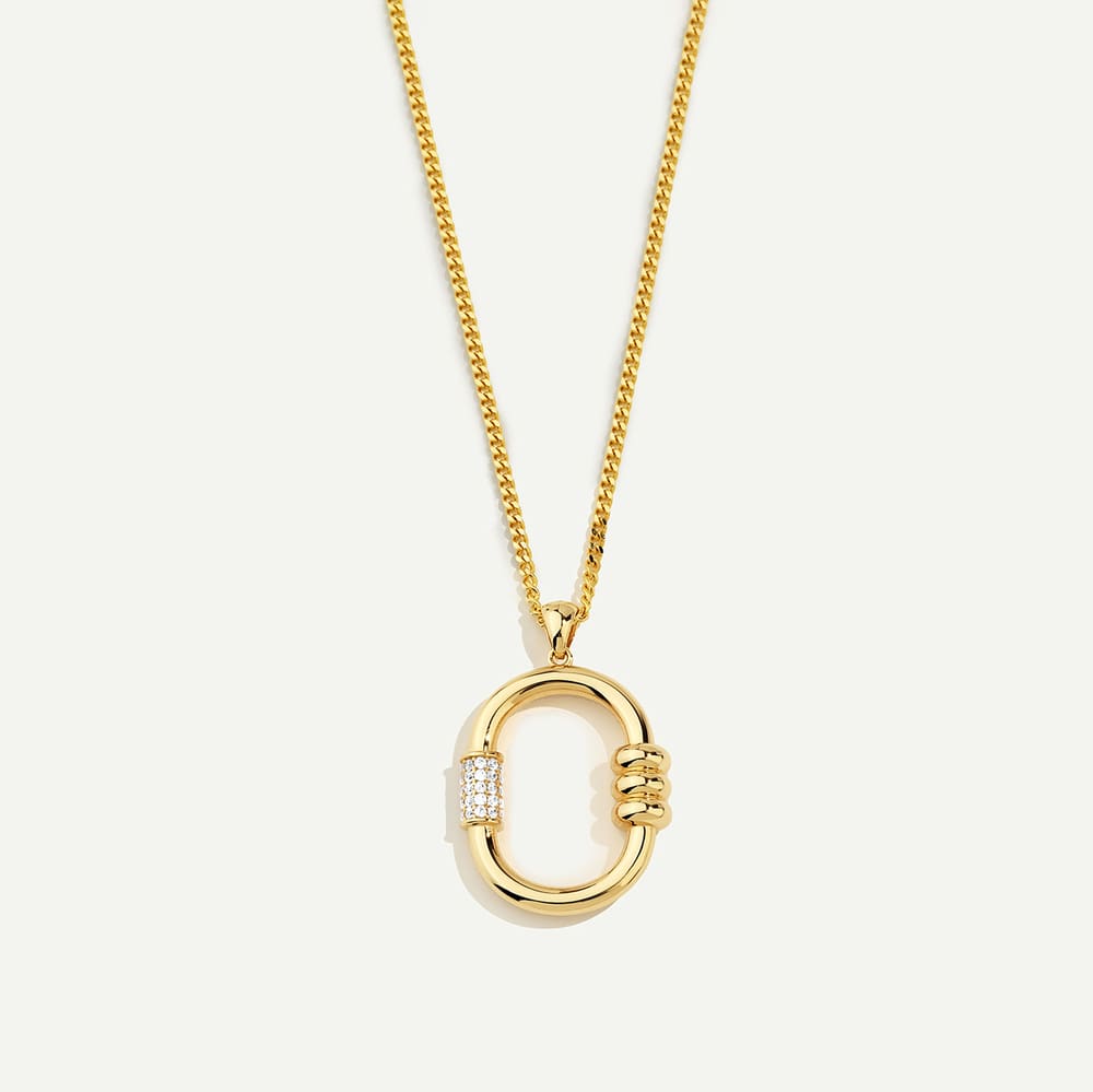 14 Ayar Altın Oval Formlu Taşlı Kolye