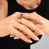 Baget 14 Ayar Pembe Altın Mat Yüzeyli Mor Taşlı Yüzük 2