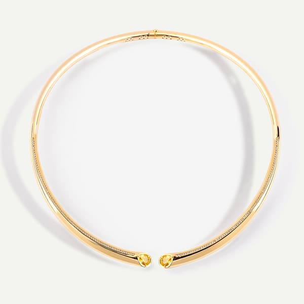 Lumi 14 Ayar Altın Sarı Taşlı Choker Kolye