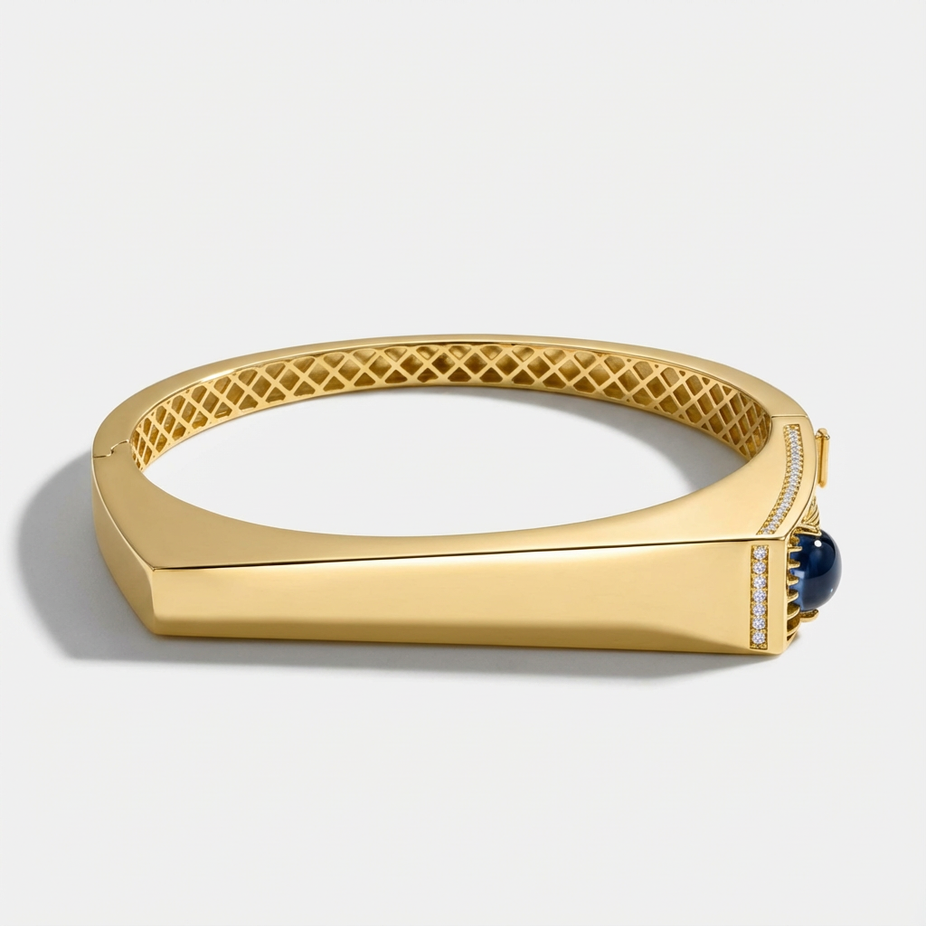 Electra 14 Ayar Altın Mavi Taşlı Kelepçe