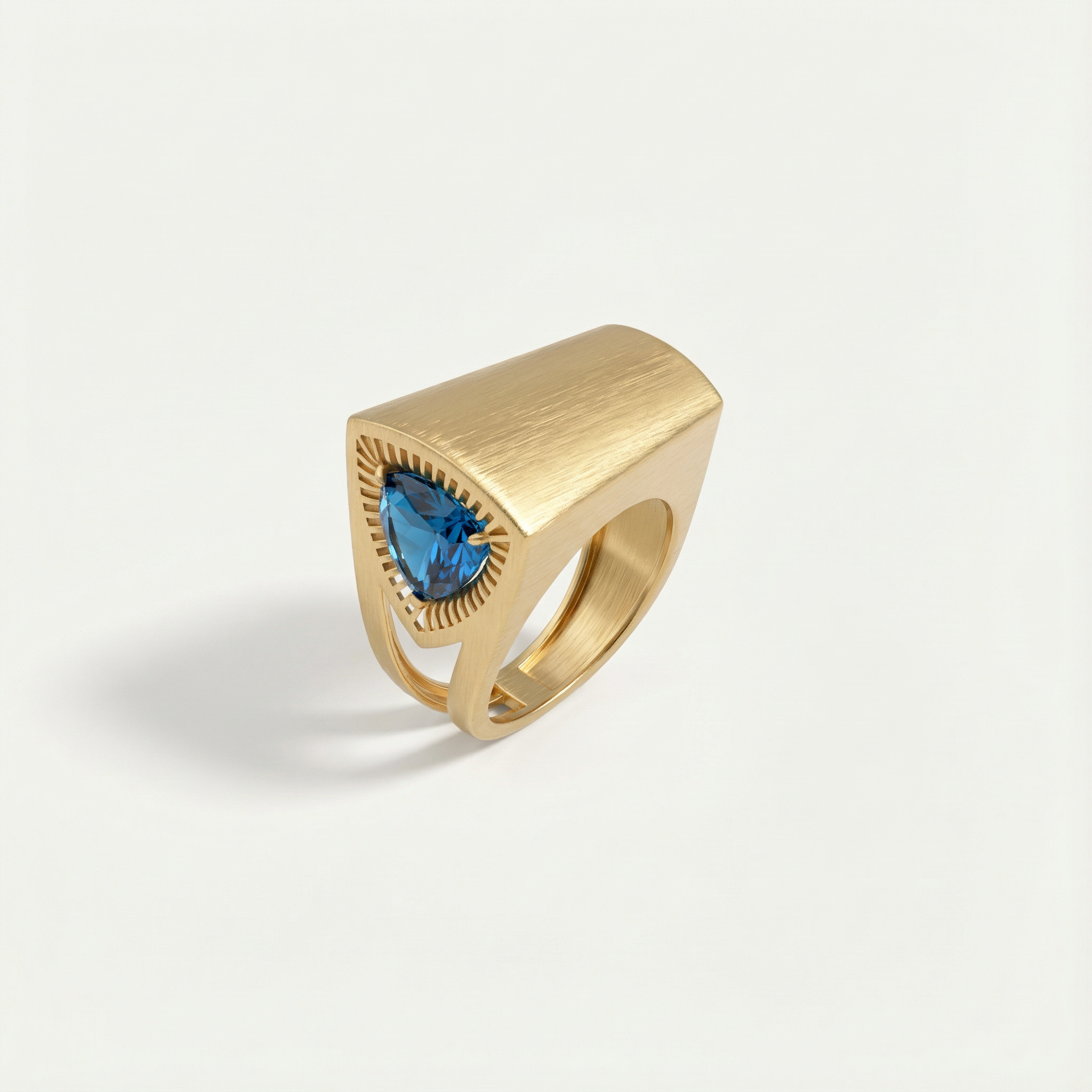 Electra 14 Ayar Altın Mavi Taşlı Yüzük