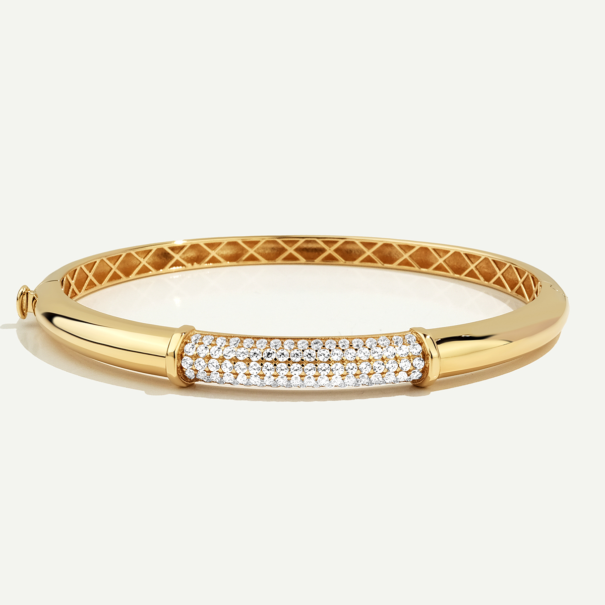 14 Ayar Altın Silindir Formlu Taşlı Kelepçe