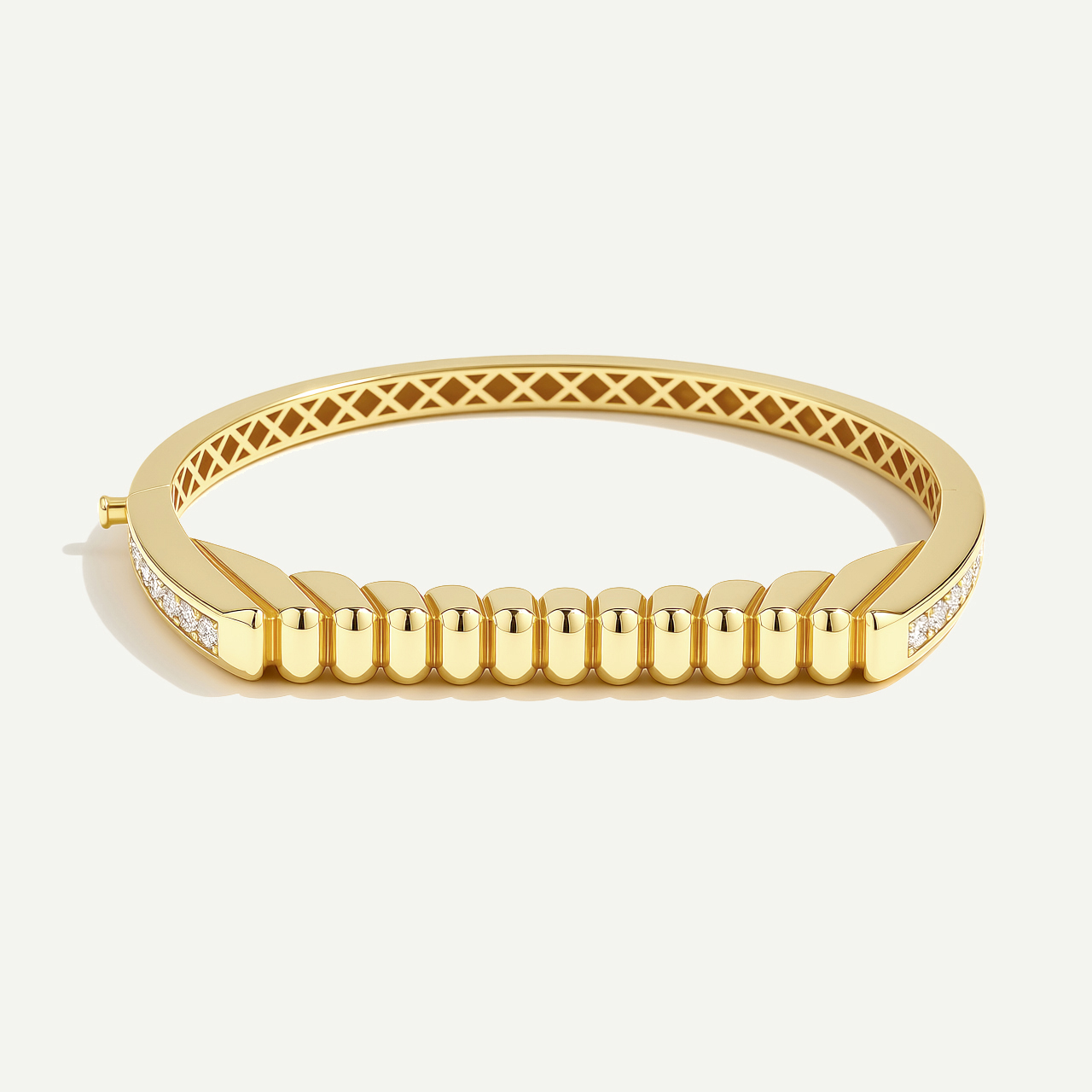 Maya 14 Ayar Altın Yanları Taşlı Kelepçe